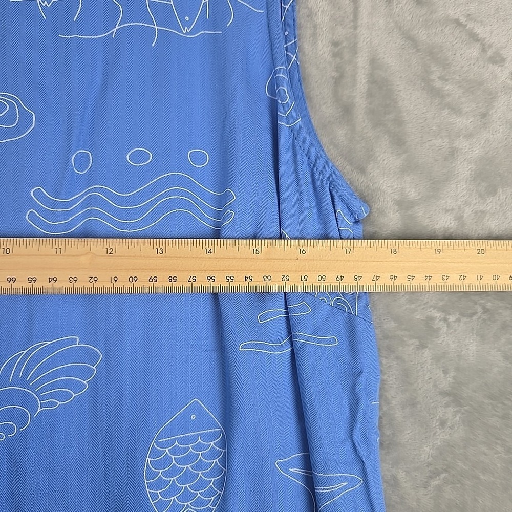 Coldwater Creek Sleeveless Fish Beach Maxi Dress 14 Blue Coastal‎ - Picture 5 of 8